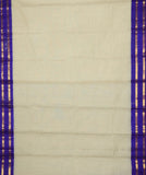 Aphrodite is a traditional Gadwal cotton in plain rice white with silk borders and silk palla in violet. 