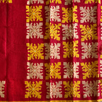 Kanmani Red saree with yellow & beige appliqué