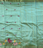 Praneeksha embroidered lotuses on handwoven silk Mangalgiri