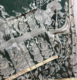 Kinnera printed Kalamkari on Kora cotton saree