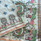 Malavikagnimitra Bapu Bommalu and muggulu on pure Uppada silk saree - The Maggam Collective