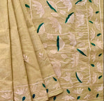 Shoumya cotton saree with kantha hand embroidery