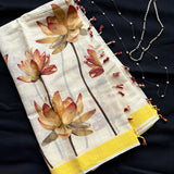 Thaamara handwoven mangalgiri saree with lotuses