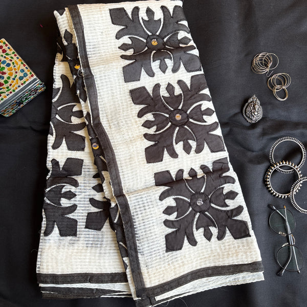 Anvitha White saree with black appliqué