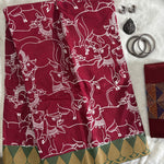 Kumudavasini Chettinad cotton saree Pichwai printed