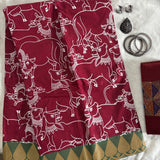 Kumudavasini Chettinad cotton saree Pichwai printed