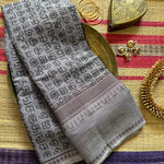 Anbu Chettinad cotton saree with Tamil script print