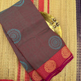 Chakravakam Chettinad cotton saree with kolam block prints - The Maggam Collective