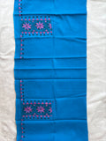Blue hand embroidered Kantha blouse fabric 0.8m - The Maggam Collective
