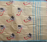 Narthaki Bandarulanka Kora cotton handprinted saree - The Maggam Collective