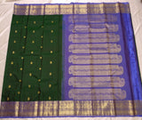 Varija green handwoven pure silk Kanjivaram