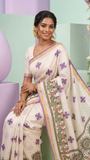 Vikramorvasheeyam Bapu Bommalu and muggulu on pure Uppada silk saree