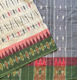 Kheer mercerised Puttapaka Ikat cotton saree - The Maggam Collective