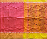 Peaches! Pichwai print on Mangalgiri silk - The Maggam Collective