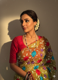Anahita resham kota saree with Parsi gara embroidery - The Maggam Collective