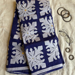 Meghna Navy blue saree with white appliqué