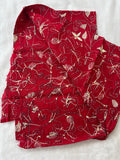 Red hand embroidered Kantha blouse fabric