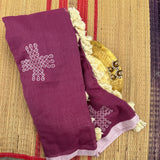 Mauve Pause mul cotton plain saree - The Maggam Collective
