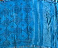 Niloufer Kolam block prints linen saree on sale due to shop dust