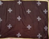 Cocoa Gleam mul cotton plain saree with kolam block prints - The Maggam Collective