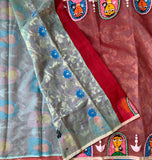 Noyonika - Jamdani half- half cotton saree with hand painting
