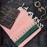 Mrunalini Ponduru handspun and handwoven cotton saree with additional blouse