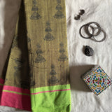Suravandita handloom cotton Patteda Anchu with jhumka jimikki print