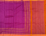 Orchid queen handwoven Mangalgiri cotton sari with kolam block prints - The Maggam Collective