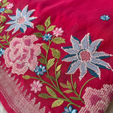Arundhati floral cross stitch embroidery on handwoven silk Mangalgiri