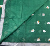 Madalasa parijata embroidered cotton Mangalgiri handloom saree with blouse - The Maggam Collective