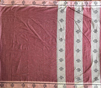 Pallu of Patteda Anchu saree with baby kolam block prints and simple woven lines