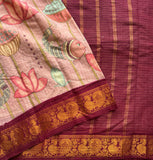 Ihina Kalamkari on Madurai Sungudi saree - The Maggam Collective