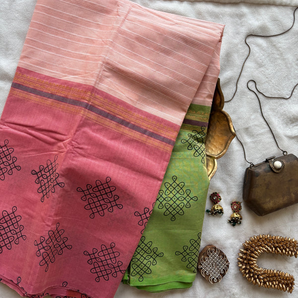 Nityaklinna Kanchi cotton muppangu / mubbagam saree Pichwai printed