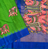 Indreyi Handwoven Gadwal cotton-silk with kotakomma border and Kalamkari appliqué - The Maggam Collective