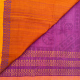 Orchid queen handwoven Mangalgiri cotton sari with kolam block prints - The Maggam Collective