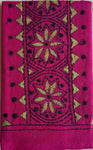 Magenta hand embroidered Kantha blouse fabric 0.8m