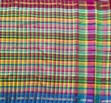 Rukmini multicolour checks Mangalgiri saree with blouse