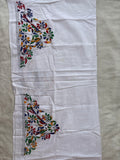 White hand embroidered Kantha blouse fabric 0.8m - The Maggam Collective