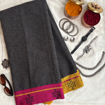 Shashwati handwoven Patteda Anchu saree baby kolam print with blouse