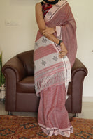 Jagaddhatri handwoven Patteda Anchu saree baby kolam print with blouse