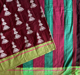What Jhumka handloom cotton Patteda Anchu with jhumka jimikki print