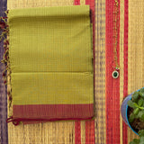 Olives and grapes handwoven missing checks Mangalgiri saree with blouse