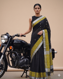 Kalika Handwoven Uppada silk cotton saree with jamdani inlays - The Maggam Collective