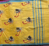 Satyabhama Bandarulanka Kora cotton handprinted saree - The Maggam Collective