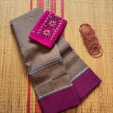 Omana handwoven Narayanpet cotton saree - The Maggam Collective