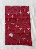 Red hand embroidered Kantha blouse fabric