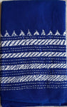 MS Blue hand embroidered Kantha blouse fabric 0.8m