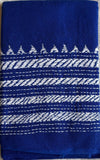 MS Blue hand embroidered Kantha blouse fabric 0.8m