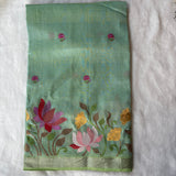 Praneeksha embroidered lotuses on handwoven silk Mangalgiri