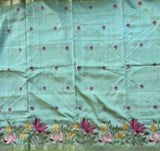 Praneeksha embroidered lotuses on handwoven silk Mangalgiri